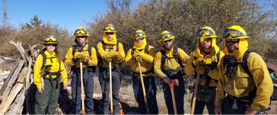 Native American Conservation Corps crew conducting collaborative burn in the Cuyamaca Rancho State Park