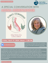 Secretary Speaker Series Flyer - A Special Conversation with Adina Merenlender