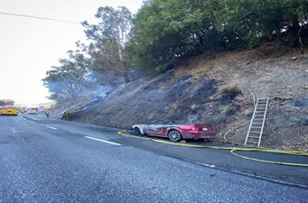 Forward progress of a wildland fire started by a vehicle fire along Highway 17 slowed and successfully suppressed because of the installation of a strategic shaded fuel break.