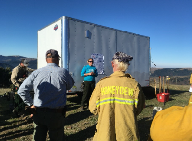 Lenya Quinn-Davidson, UC ANR North Coast Area Fire Advisor, leads a prescribed burn that helped elevate skills for local volunteer fire fighters.