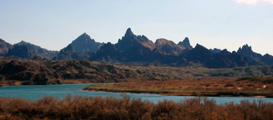 View of mountains along colorado river