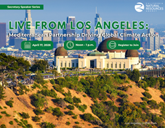 Flyer for Secretary Speaker Series: Live from Los Angeles: Mediterranean Partnership Driving Global Climate Action
