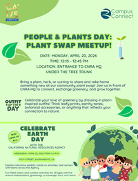 People & Plants Day flyer for a Plant Swap Meetup on Monday, April 20, 2026.