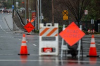 Road closures due to flooding from the recent rain storms in the city of Folsom on Jan. 5, 2023. 