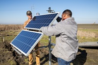 California Department of Water Resources’s Sustainable Groundwater Management Office installs new equipment to enhance the monitoring and understanding of land subsidence in California.  The newly installed GPS station and remote sensing calibration equipment will be firmly anchored into the ground to ensure precise positioning and detect vertical movement of the Earth’s surface. Photo taken January 16, 2025.