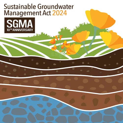 Logo for the ten year anniversary of the Sustainable Groundwater Management Act (SGMA).