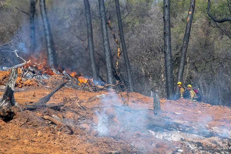 Fuel load management work, including controlled burns, is conducted by CalFire in conjunction with California Department of Water Resources at Loafer Creek State Recreation Area in Oroville, California. Photo taken March 2, 2022