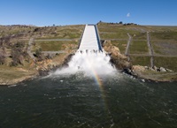 A drone view of Oroville Dam and main spillway at Lake Oroville in Butte County, California. Photo taken January 8, 2026. 