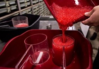 A view of the salmon spawning operations, where personnel harvest and fertilize eggs, at the Feather River Fish Hatchery in Oroville, California. Photo taken October 9, 2014.