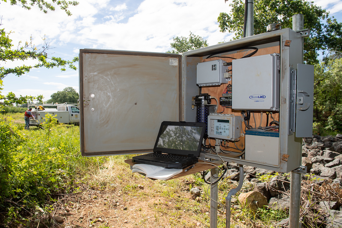 A view of the station house for the newly installed North Honcut Stream Gage on Honcut Creek in Butte County, California on May 23, 2019.