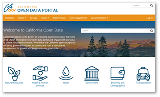 Screencapture of data.ca.gov website