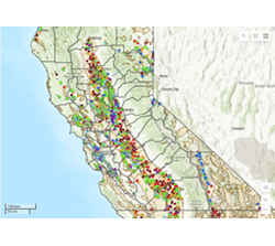 A screenshot of a map from California's Groundwater Live website.