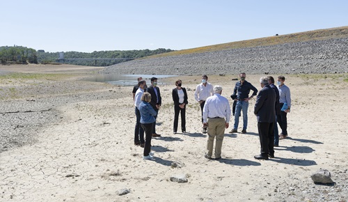 DWR Director Nemeth joins Governor Newsom and other water leaders at the dry Lake Mendocino lakebed as the Governor releases April 2021 Drought Emergency Executive Order