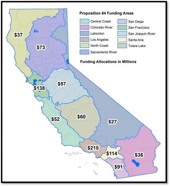 Funding area map with numbered key.