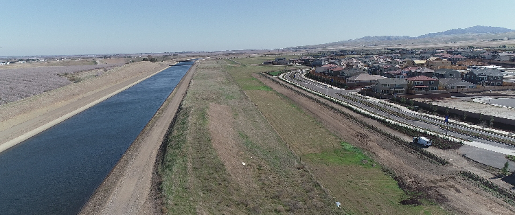 California Aqueduct near Milepost 16 and Tracy Hills Subdivision in Tracy, CA