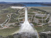 The Department of Water Resources (DWR) is maintaining releases from Lake Oroville to the Feather River at 35,000 cubic feet per second (cfs), with 23,000 cfs flowing through the low-flow channel within the City of Oroville.