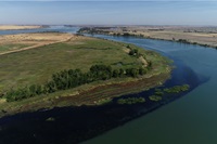 Aerial view of Decker Island.