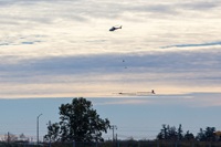 DWR partnered with Stanford University, the Kingdom of Denmark, and local counties to conduct an Airborne Electromagnetic (AEM) survey to identify aquifers and possible recharge basins in Butte County, California. The AEM surveying method utilizes geophysical instruments that are secured on a large hoop frame and carried by helicopter. Photo taken on December 3, 2018.