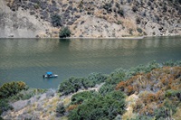 Boating at Pyramid Lake in Los Angeles County.