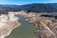 low water level at Lake Oroville on Oct. 28, 2021